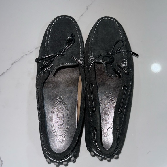 TODS moccasins grey suede leather
